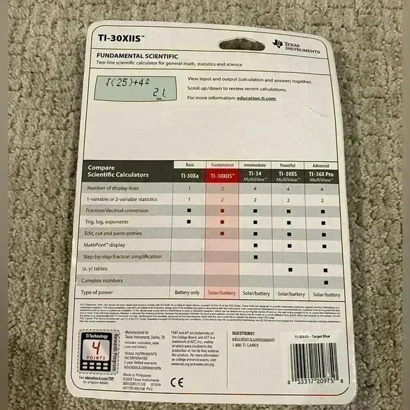 Texas Instruments TI-30X IIS Two-Line Scientific Calculator - Blue - Picture 2 of 3